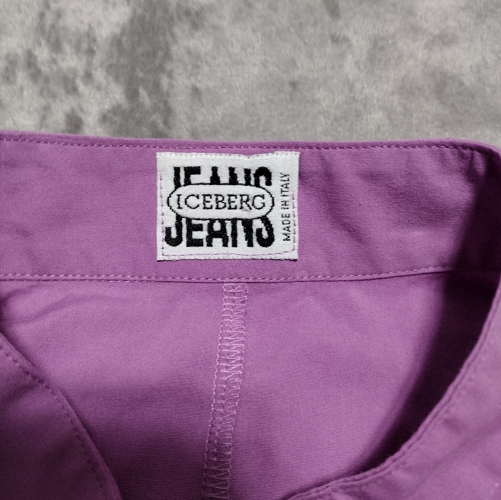 ICEBERG JEANS Women's Button Down Shirt Size 42 Purple Check Measurements - Picture 6 of 10